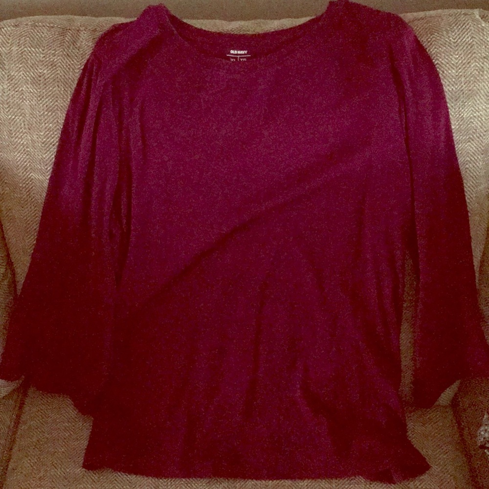 Old Navy plum flare-sleeved top, cotton material